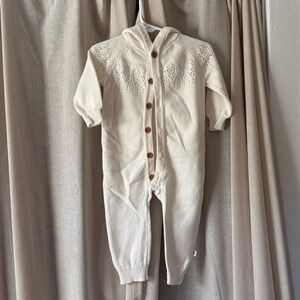 Cozy White Knit Baby One Piece